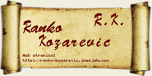 Ranko Kozarević vizit kartica